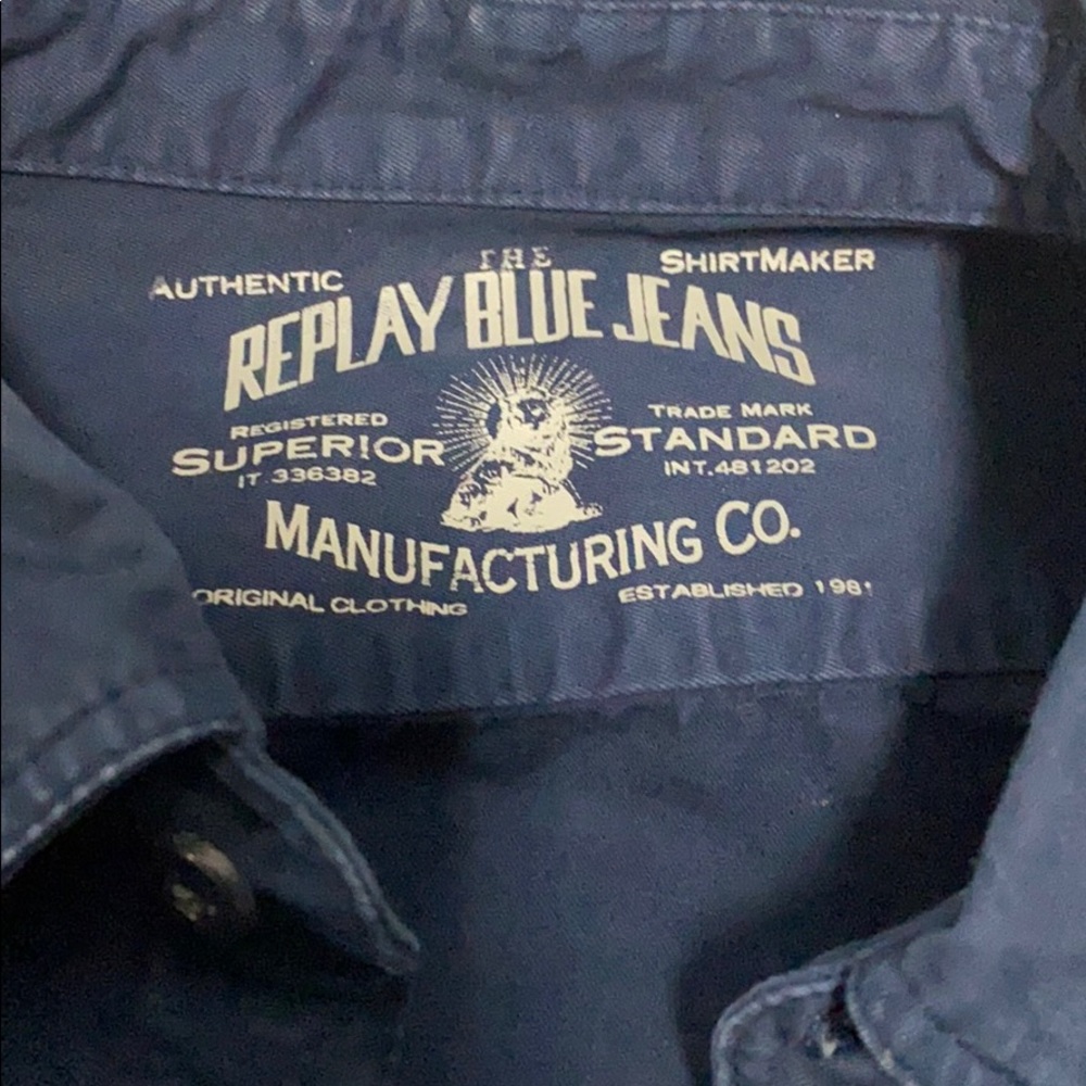 REPLAY Men's Jeans Shirt Size XL REPLAY BLUE - Picture 4 of 5